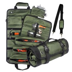 新品 Choskiave ツールバッグ ツールロールバッグ 工具バッグ 車載工具 多機能 大容量 高耐久 6つ収納ポケット スパナ巻き袋付き 壁掛け式 肩掛けベルト ペグバッグ 1680Dオックスフォード生地 すべてのポケットを取り外し可能 ハンドルツールクリ