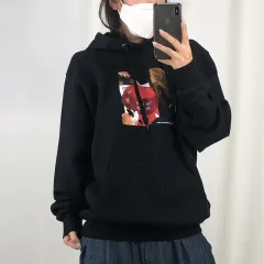 LMC プリンティング 黒 裏起毛 フード付きTシャツ S 250804