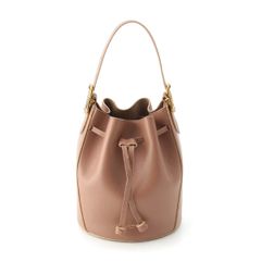 ジェイアンドエムデヴィッドソン ポピー POPPY レザー ドローストリング ワンショルダー バケット ハンドバッグ ピンクベージュ【中古】