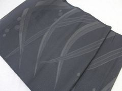 F◆着物くつろぎ 夏物 幾何学模様 黒 太鼓 正絹 薄物 絽 紗 名古屋帯 F◇着物くつろぎ 夏物 幾何学模様 黒 太鼓 正絹 薄物 絽 紗 名古屋帯