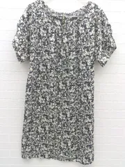 ◇ Spick&Span NOBLE スピックアンドスパンノーブル 総柄 半袖 膝丈 ワンピース ブラック ホワイト レディース 【中古】 【1002800930067】