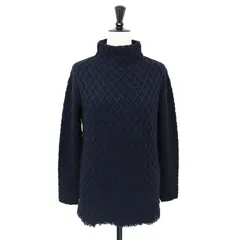 美品 S Max Mara エス マックスマーラ ニット ネイビー 紺 サイズ:M ハイネック ダイヤ柄 ニット / セーター 長袖 フリンジ ウール トップス【レディース】のサムネイル