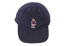 新品未使用 POLO RALPH LAUREN ポロラルフローレン キャップ キッズサイズ ワンサイズ ポロベアー コーデュロイ ネイビー 中古 4c072668