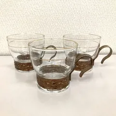 【値下げ♪】ガラスカップ　銅装飾付き　3個セット