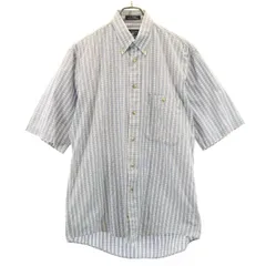 バーバリー 80s USA製 ボタンダウン ヴィンテージ チェック柄 半袖 シャツ S 水色×白×グレー BURBERRY メンズ 【中古】  【220510】 メール便可