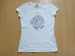 アルマーニジュニア armani junior アウトレット 子供服 女の子 14歳 約 160cm 半袖 Tシャツ カットソー 白 バラ 春 夏 ★2 トップス ガールズ キッズ ジュニア 【中古】 ユーズド 古着 子ども服 こども