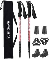 월드 스포츠 온라인 HAWK GEAR 호크 기어 등산 스톡 트레킹 폴 경량 2 개 세트 안티 쇼크 기능 첨부 (New 메탈 레드, 원 사이즈)