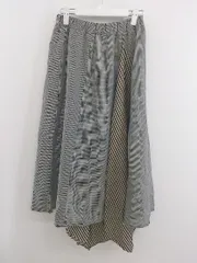 ◇ JEANASIS ジーナシス チェック 切替 ロング フレア スカート サイズF ブラック ホワイト レディース E  【1302160020157】