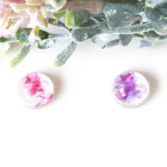 No.968　レジン　丸型　お花　ピンク　ピアス　イヤリング　ハンドメイド