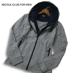 NICOLE CLUB FOR MEN ニコルクラブ フォーメン 通年 レイヤード風★ 千鳥格子 ブルゾン ジャケット パーカー Sz.48 メンズ