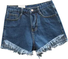 FARFADET ショートパンツ ホットパンツ レディース デニム ジーンズ ズボン ボトムス 脚長 美尻 ショーパン( ネイビー,  L)