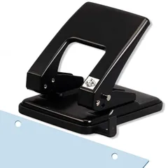 (40枚) 黒 横ゲージ付 調整可能 用紙サイズガイド付 インダー式手帳用 穴径6mm 2穴 穴あけパンチ ルーズリーフ穴パンチ