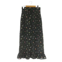 デイシー deicy フラワープリントスカート ロング スリット フリル 1 ブラック /MY ■OS