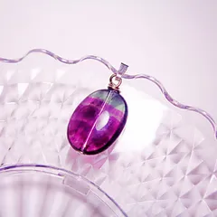 PT171SV ペンダントトップ 天然石 フローライト 大粒 オーバル 金属色シルバー