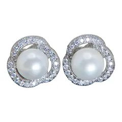 【新品】 FREE ANGEL ピアス パール 冠婚葬祭 花パールピアス S925?? 大粒 入学式 卒業式 プラチナメッキ 金属アレルギー対応 結婚式 プレゼント 御木本スタイル 可愛い きらきら光る レディース ギフトボックスbox 真珠直径9mm 0