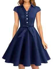 [Wedtrend] 50年代 レトロワンピース ロカビリー 半袖ワンピース パーティー ドレス フォーマルドレス お呼ばれ 結婚式 二次会 発表会 大きいサイズ