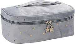 Edenショップ onecolor leaf 化粧ポーチ レディース 化粧品 小物入れ 旅行 トラベル 持ち運び コスメ メイク バッグ かわいい おしゃれ 収納(グレー,  Lサイズ)