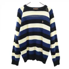 アベイシングエイプ ウールブレンド ボーダー 長袖 セーター L 白×黒×紺 A BATHING APE ニット メンズのサムネイル