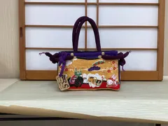 一閑張り　一閑張りバッグ　古文書　和紙　般若　モスリン　歌集　笹　大正　着物 一閑張り 一閑張りバッグ 古文書 和紙 三味線を弾く骸骨 大正