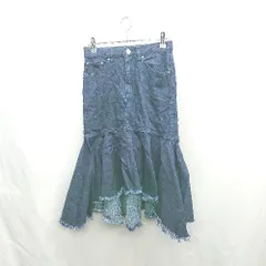 ◇ Θ CECIL McBEE セシルマクビー デニム生地 膝丈 フレア スカート サイズS インディゴブルー レディース E  【1502030019780】