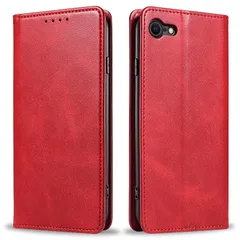 iPhone SE2 ケース 第2世代 第3世代 iphone8/7 ケース 手帳型 スマホケース 携帯カバー PUレザー カード収納ケース マグネット式 スタンド機能アイフォンse 4.7インチ対応 360度保護 PinLiSheng (ダークレッド,  1