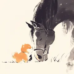 【福寿（2026年） - ポメラニアン犬 No.2】ジークレー版画＊名入れOK！ 午年・馬・謹賀新年・賀正・新春・迎春・子犬・ペットロス・うちの子・記念日・アートポスター・犬の絵・犬のイラスト・ギフト・プレゼント