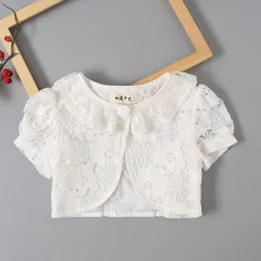 ☆ ホワイト ☆ 100cm ☆ ボレロ 子供 半袖 mmbolero112a ボレロ 女の子 半袖 キッズフォーマル 子供 服 カーディガン カーデガン レースボレロ 子供服 キッズ服 羽織 はおり 羽織り 薄手 トップス ガールズ かわいい 可愛い
