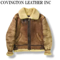90sヴィンテージ USA製 COVINGTON LEATHER INC コビントンレザー B-3 ムートン フライトジャケット タロン TALON リプロ シープスキン 羊革 40 ブラウン メンズ