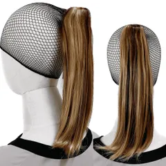 Luce brillare ポニテールウィッグ クリップ ストレート エクステ レディース ウィッグ グラデーション ハイライト ロング 短い 30cm 40cm 50cm 60cm 耐熱 子供 キッズ 髪飾り カラフル メ [ブラックゴールド] [30cm]