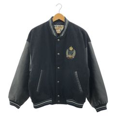 【中古】WASH D.C ウールスタジャン　袖牛革レザー ブラック サイズM ワシントンディーシー[17]のサムネイル