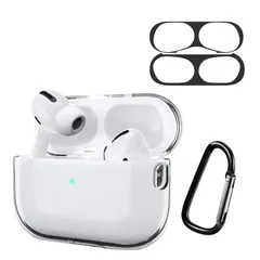 柔らかい 紛失防止 AirPods AirPods AirPods 防塵 防水 Pro2用 耐衝撃 スリム キズ防止 軽量 ワイヤレス充電可能 保護カーバ ケース 用 Pro TPU素材 クリア ケース【ダストガード付き】 Pro2 for 【2024強化版】