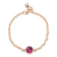 0.01ct/Orefice オレフィーチェ 7月誕生石 1P・ルビー ヌード・ダイヤモンド チェーンリング・指輪/K18PG/750-0.6g/14号/#54【♀】【N】【レディース】★■557056【中古】