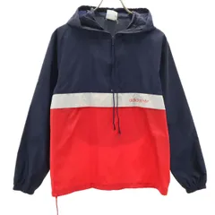adidas アディダス 80s ヴィンテージ アノラックパーカー S ネイビー ポケッタブル メンズ 古着