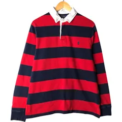 古着 ラルフローレン Ralph Lauren POLO RALPH LAUREN CUSTOM SLIM FIT ボーダー柄 長袖 ラガーシャツ メンズL相当/eaa594510