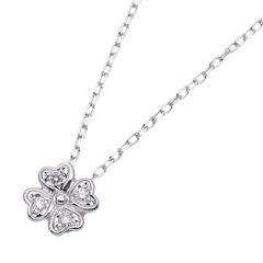 ミキモト MIKIMOTO ネックレス レディース ブランド K18WG ダイヤモンド D0.07 クローバー ホワイトゴールド ジュエリー 磨き済み 【中古】