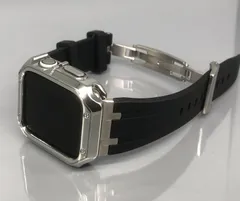 GimelZayinセット シーム ブラック シルバー アップルウォッチ ラバーベルト Apple Watch ケース　カバー　ウルトラ　38mm 40mm 41mm 42mm 44mm 45mm 49mm Apple Watch バンド