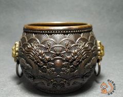 D-壁 青銅器風 花瓶 壺 龍耳 饕餮紋（とうてつもん）飾り壺 アンティーク D-壁 青銅器風 花瓶 壺 龍耳 饕餮紋（とうてつもん）飾り壺