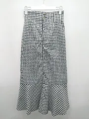 ◇ ⊂ NICE CLAUP ナイスクラップ ギンガムチェック ロング マーメイド スカート サイズF ホワイト ブラック レディース P  【1409090032561】