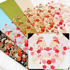 半襟 刺繍 半衿 振袖 成人式 四季花 エ霞紋様 桜 梅 菊 松竹梅 日本製 京都 白 金 桃 赤 橙 ベージュ 抹茶 水色 黒 紫 レディース 卒業式 袴姿 フォーマル 送料無料 W22 オリジ t969 Si