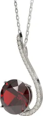 ZURSANA レディースペンダントネックレスS925シルバー 誕生石ジュエリー 女性への贈り物 結婚記念日のプレゼントに Red( 1月 Red)