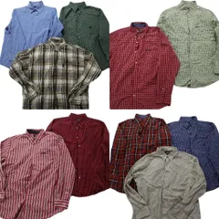 古着卸 まとめ売り チャップス 長袖シャツ 10枚セット (メンズ L ) ワンポイント マドラスチェック 無地 ストライプ MU1816