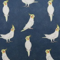 【ゆきちゃん限定】X588 オカメインコ ルチノー デニム柄 紺 コットン生地 1m