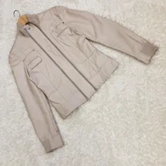 !【MNG】マンゴ レザージャケット ベージュ USA:M 10125