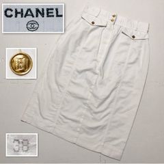 CHANEL ミニココマーク スカート オフホワイト 40 綿87% - メルカリ