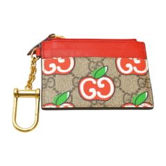 グッチ Gucci コインケース PVC 総柄 624903 GG スプリーム アップル 2BQAG キャンバス ブラウン レディース F-YA1056