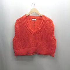 ◇ ⊇ Alma Design クロップド 袖なし ニットベスト サイズM オレンジ レディース E  【1501160038845】