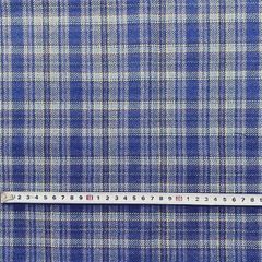 ウールチェック　ダークブルー系　巾約75x90ｃｍ　毛　カットクロス　生地