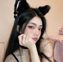 猫耳カチューシャ コスプレ 小物 もふもふ ブラック 鈴付き ピンク リボン イベント 衣装 可愛い 文化祭 発表会 撮影会 コンカフェ