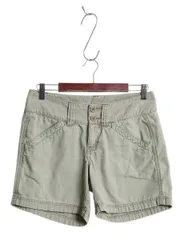 【お得なクーポン配布中!】 ノースフェイス ショートパンツ レディース M 程/ アウトドア ショーツ 短パン コットン キャンバス ワンポイント トレイル ハイキング 緑