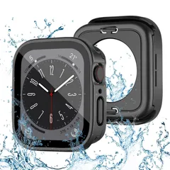 【2in1保護設計】POLINK 対応 アップルウォッチ カバー Series 10/9/8/7/SE/6/5/4 46mm PC素材 強化ガラス 対応 Apple Watch カバー防水 一体型 新デザイン 3D直角エッジ超薄型 高耐久 耐衝撃 高透過率 指